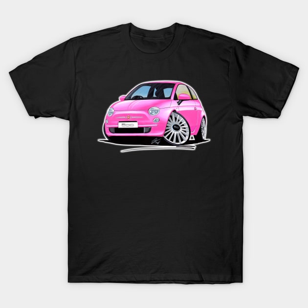 Fiat 500 Pink T-Shirt by y30man5